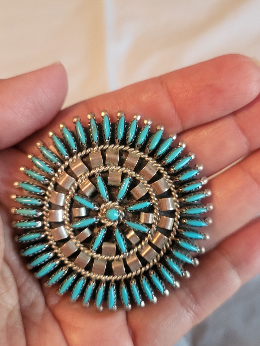Turquoise Stone Silver-Tone Cuff & Broch Set - Picture 3 of 4
